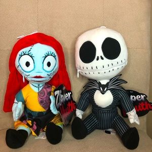 New Jack Skellington & Sally The Nightmare Before Christmas Zipper Mouth Plushes